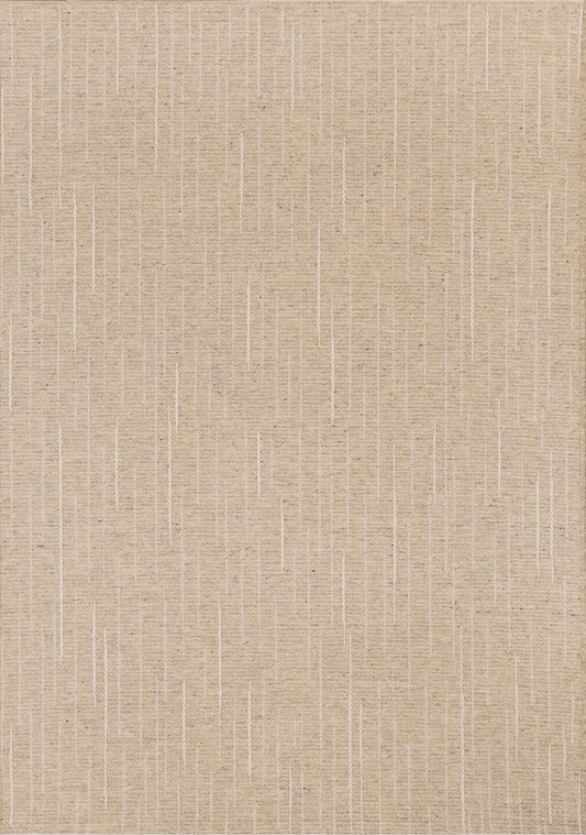 Subtle, vertical micro-pattern of broken white lines against a warm beige backdrop Area rug