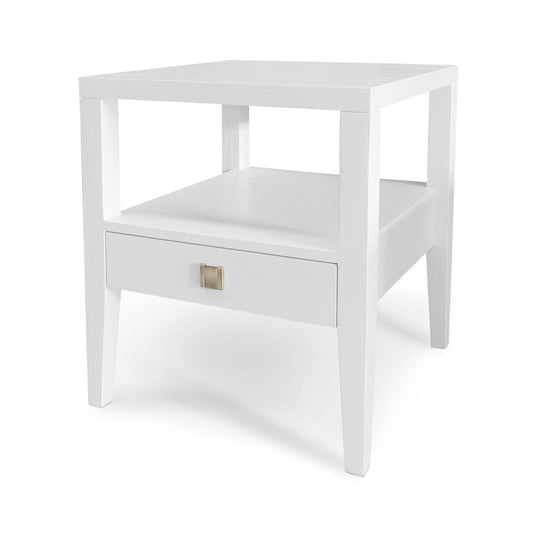 White side table with a small drawer 