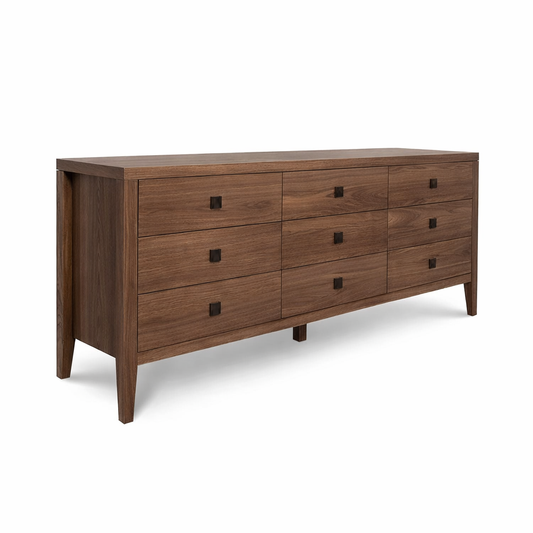 Wooden dresser with multiple drawers 