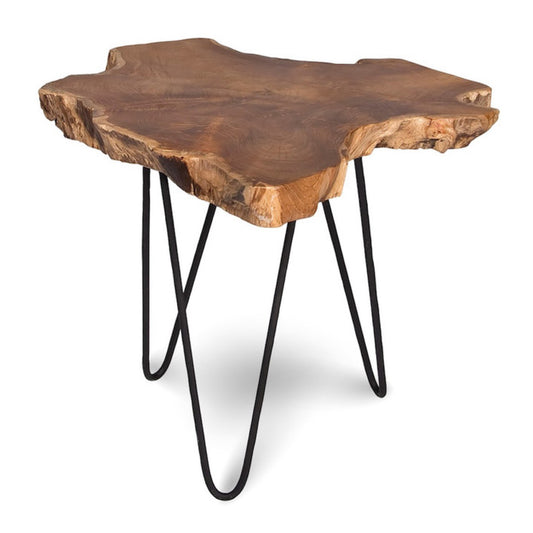 Wooden table with black metal legs 